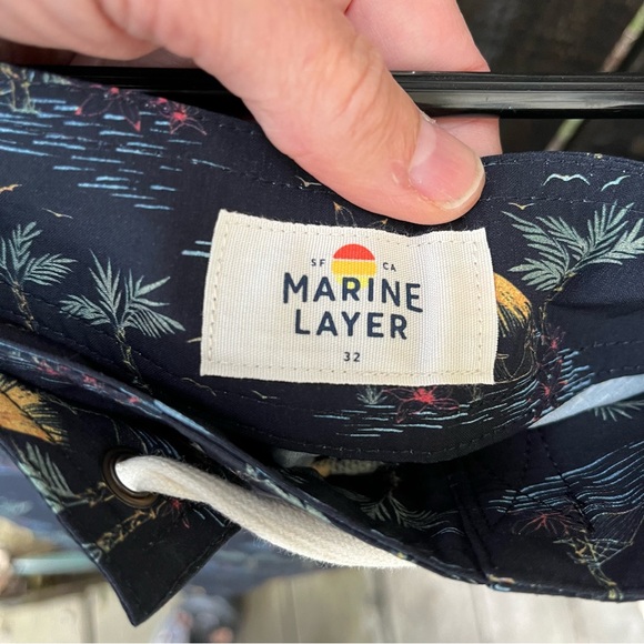Marine Layer Men’s Cordonado Board Shorts NWT In Beachy Palm Print Sz 32 - Picture 3 of 15